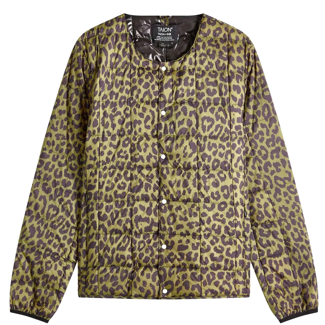 Taion Womens Crew Neck Button Down Jacket Leopard raincoats promo code