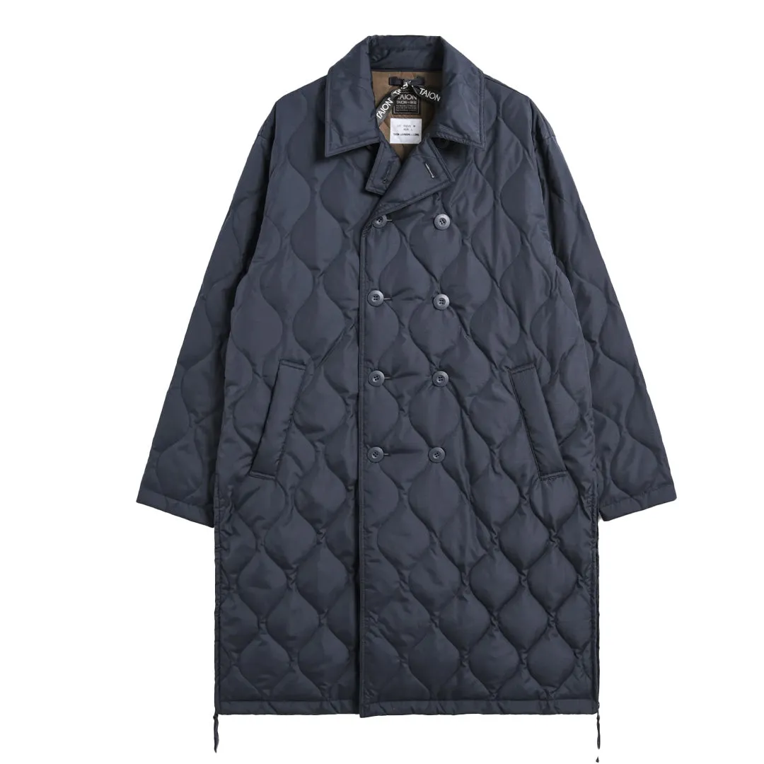Taion Womens Military Breasted Long Down Jacket Dark Navy raincoats promo code