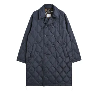 Taion Womens Military Breasted Long Down Jacket Dark Navy raincoats promo code