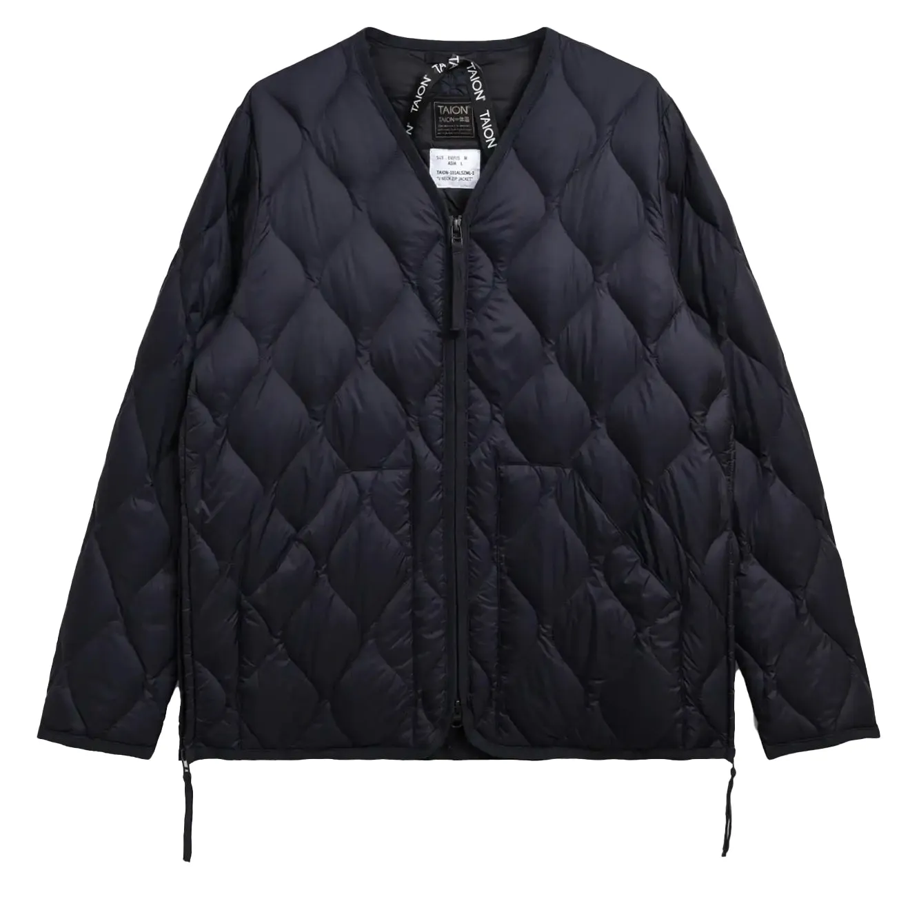 Taion Womens Military V Neck W-Zip Down Jacket Dark Navy raincoats promo code