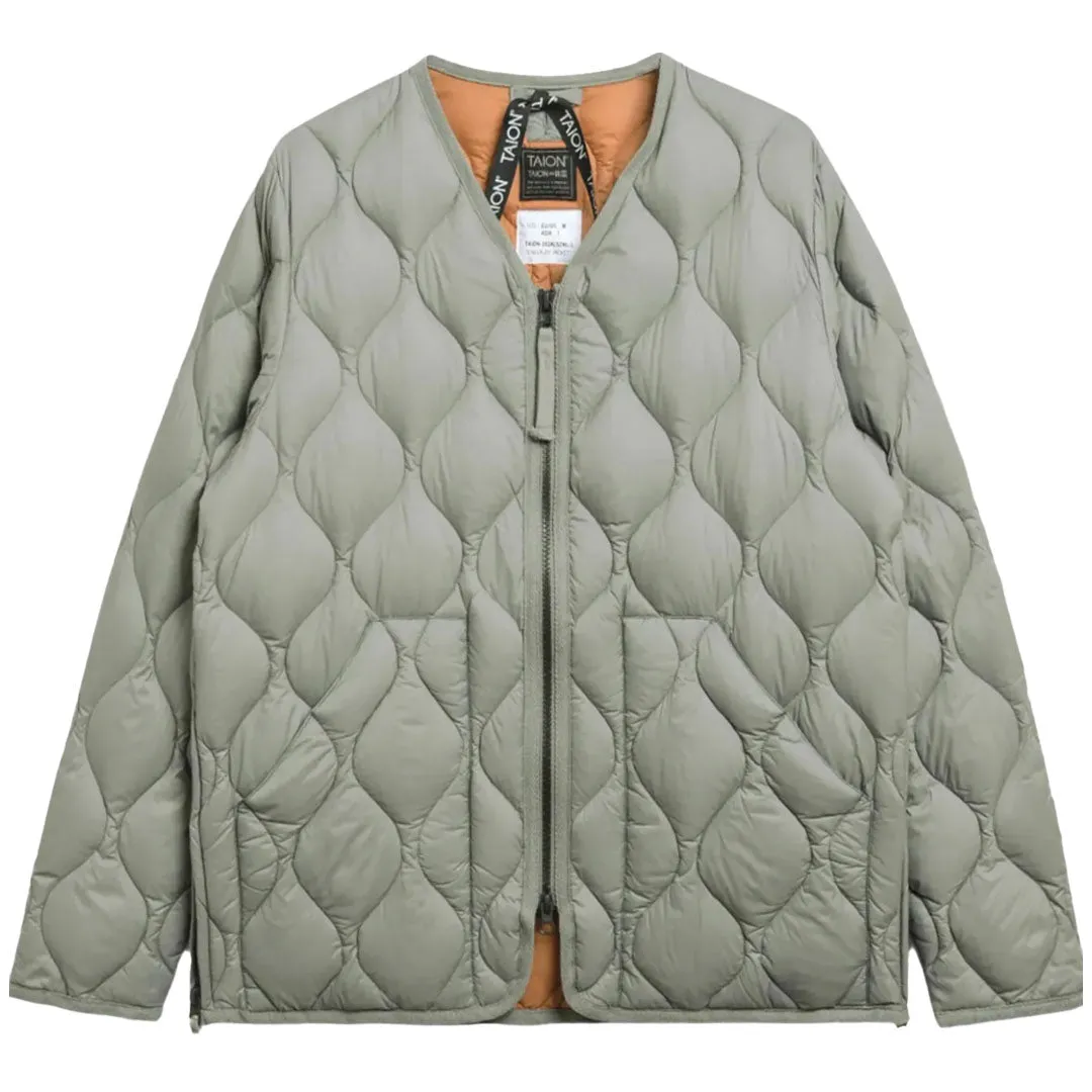 Taion Womens Military V Neck W-Zip Down Jacket Dark Sage Green raincoats promo code