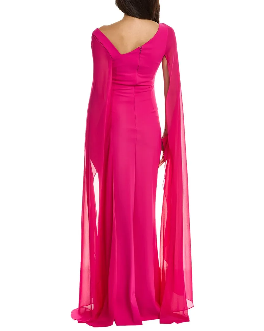 Teri Jon by Rickie Freeman Chiffon Cape Sleeve Gown