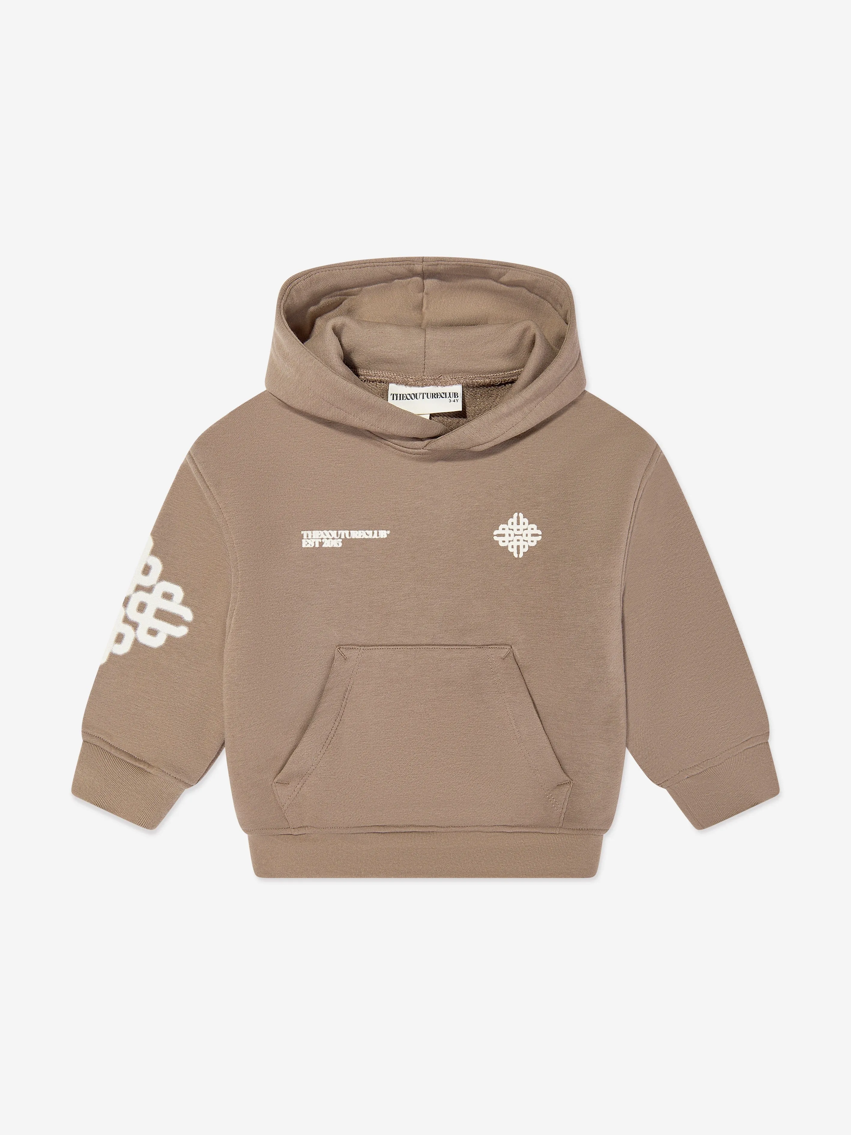 The Couture Club Kids Unschärfe-Grafik-Emblem Kapuzenpullover in Braun