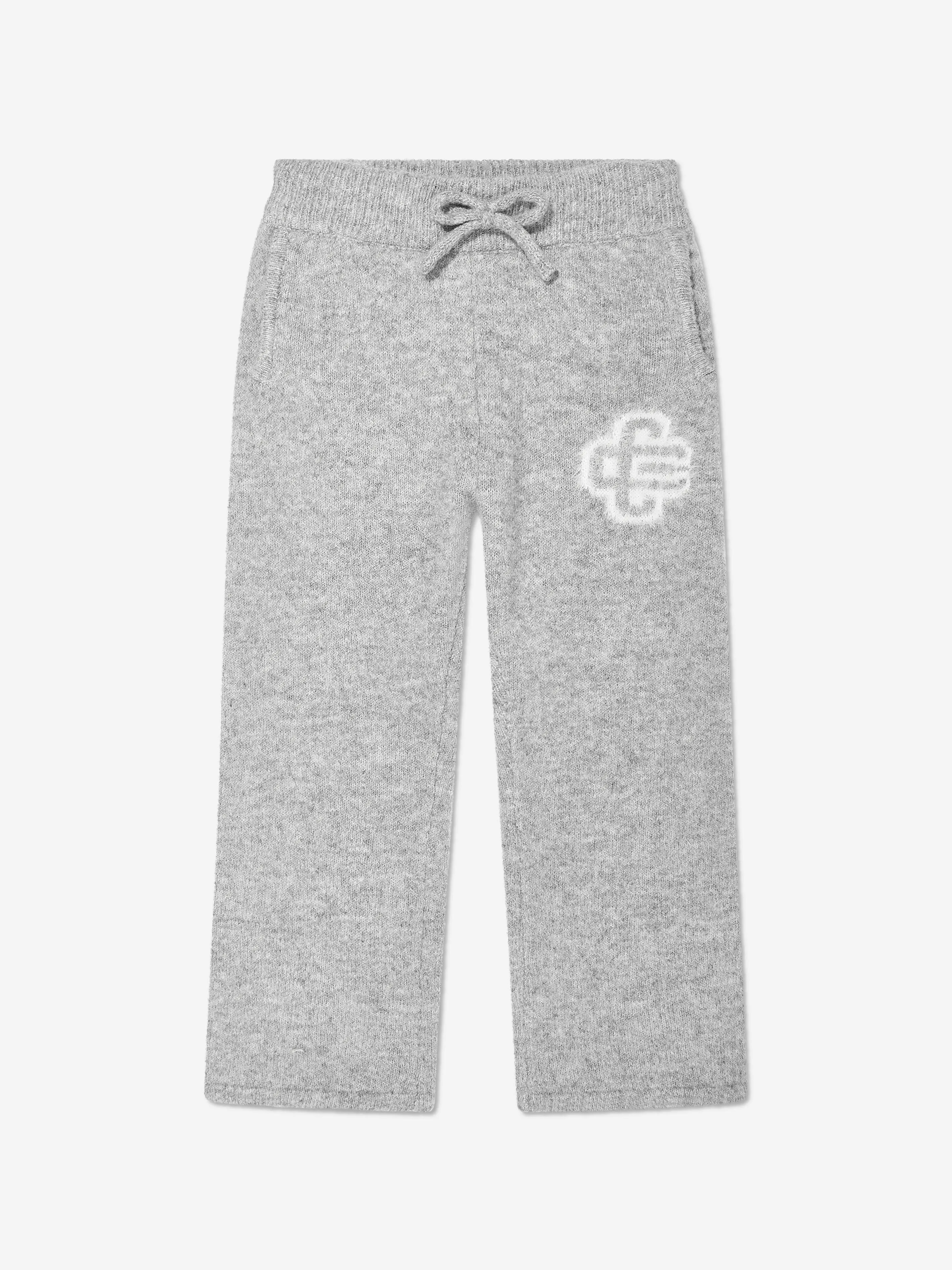 Die Couture Club Kids Flauschige Strick-Jogger mit Logo in Grau