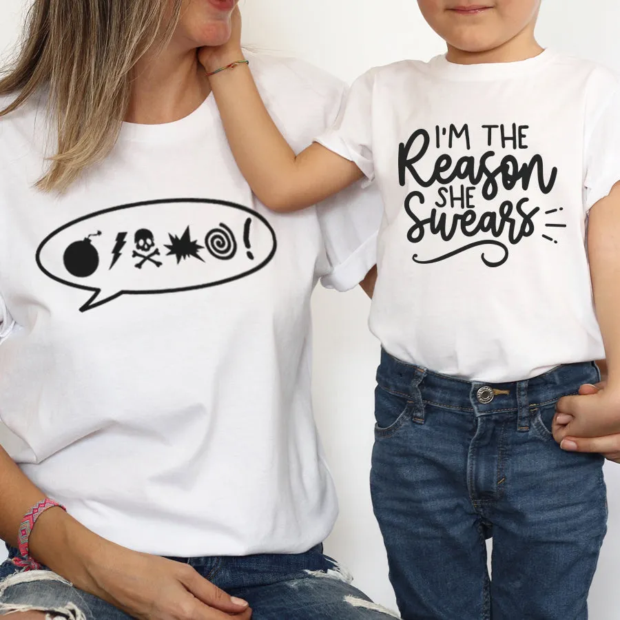 The Reason She Swears Matching White T-Shirts discount mum dresses