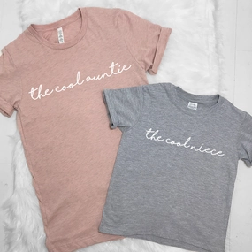 The Cool Auntie/The Cool Niece Matching Tees (MRK X) mum blouses clearance