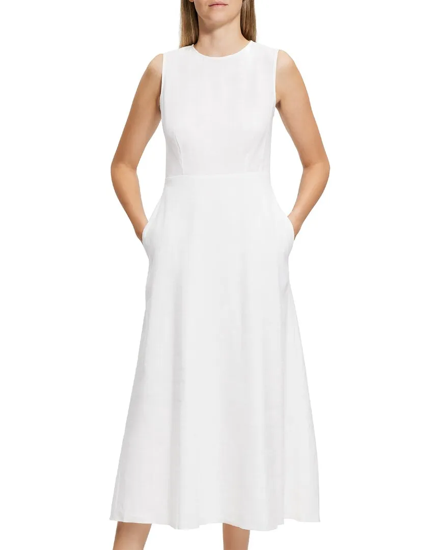 Theory Volume Dart Linen-Blend Dress