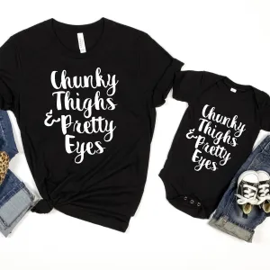 Thighs & Eyes Mum & Kid Matching Black T-Shirt/Bodysuits maternity dresses promo