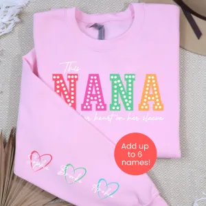 This Nana Wears Her Heart Personalised Sleeve Sweatshirt postpartum clothes sale