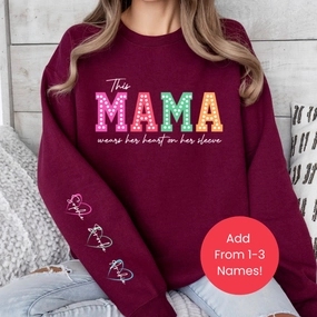 This Mama Wears Her Heart Personalised Sleeve Sweatshirt Grandparent Clothing - grandma outfits sale