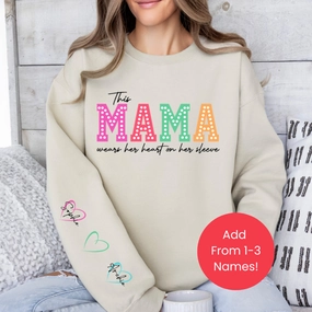 This Mama Wears Her Heart Personalised Sleeve Sweatshirt Grandparent Clothing - grandma outfits sale