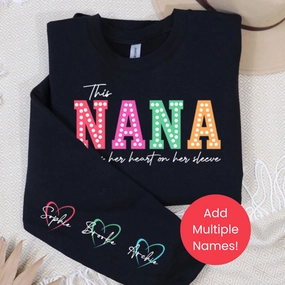 This Nana Wears Her Heart Personalised Sleeve Sweatshirt Grandparent Clothing - grandma outfits sale