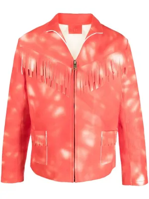 Tie Dye-Print Leather Jacket winter jackets clearance