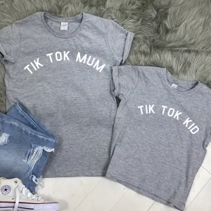 Tik Tok Mum & Kid Matching Grey T-Shirts (MRK X) nursing tops best deals