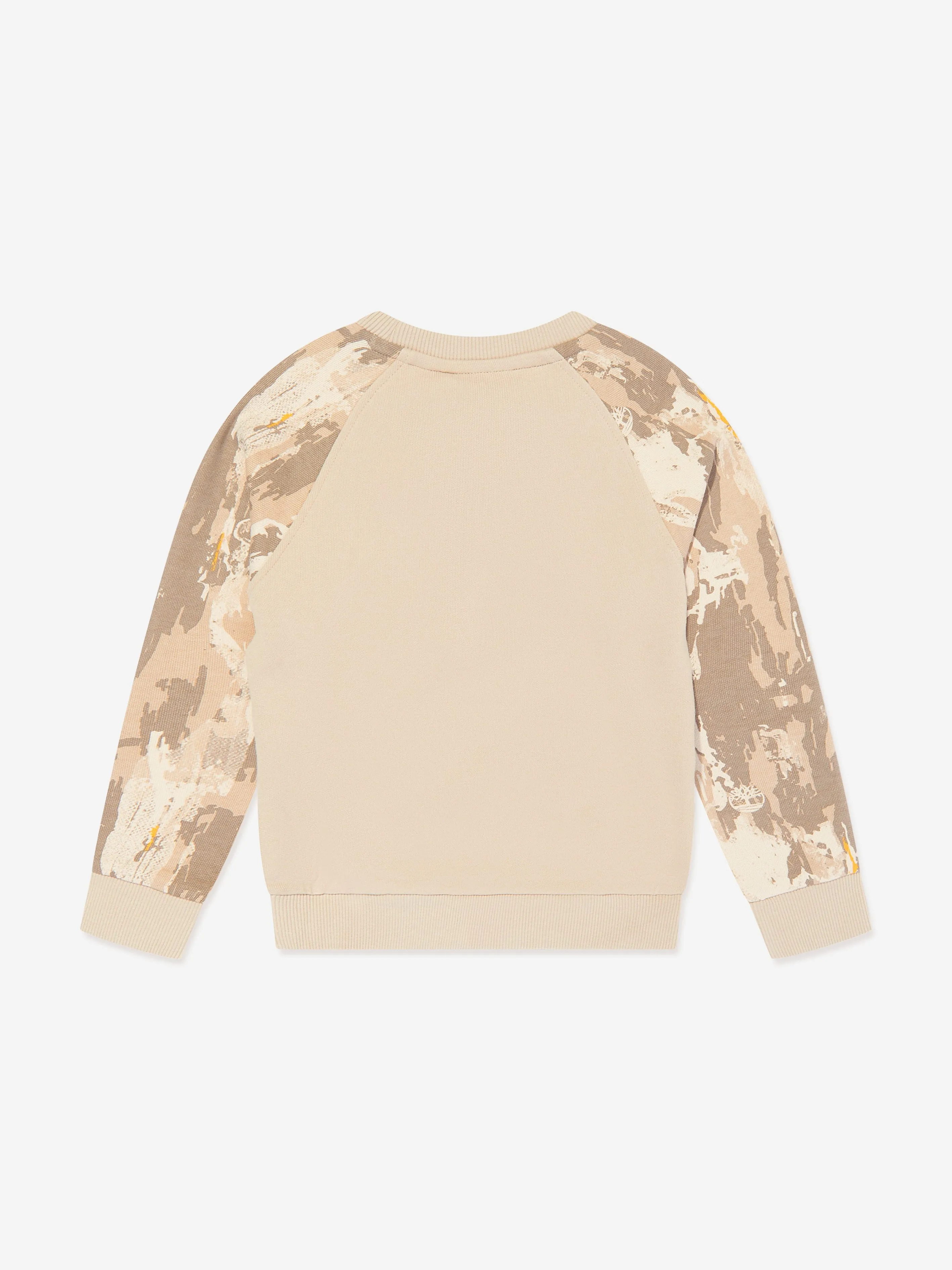 Timberland Jungen Sweatshirt mit gemustertem Ärmel in Beige