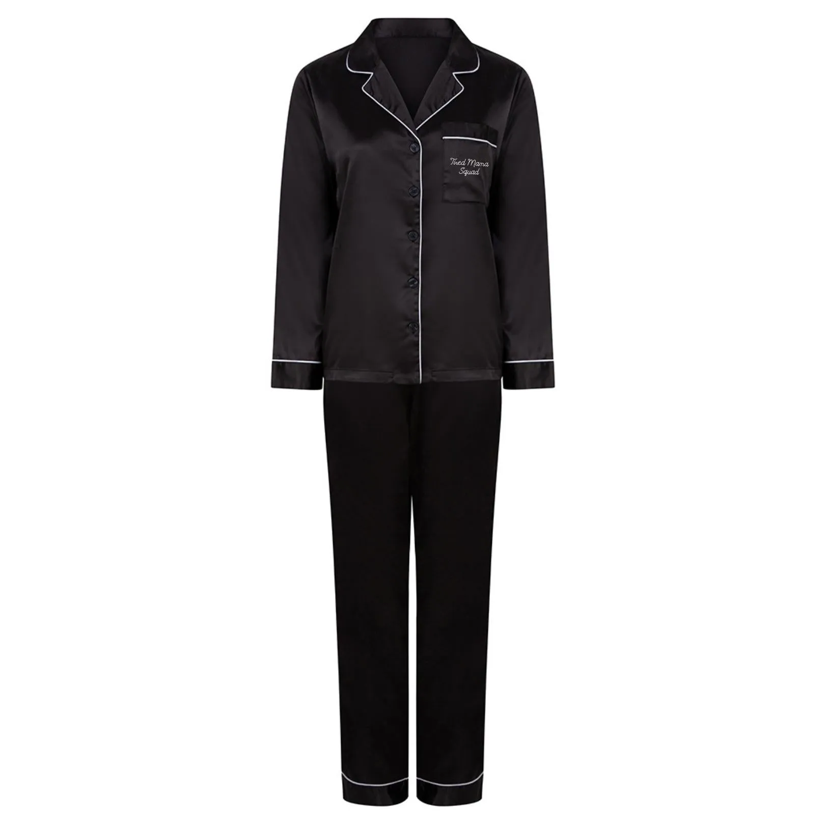 Tired Mama Squad Satin Long Pyjamas