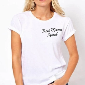 Tired Mama Squad Mini Logo Tee (MRK X) mum blouses clearance
