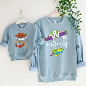 To Infinity & Beyond Matching Baby Blue Sweatshirts postpartum clothes sale