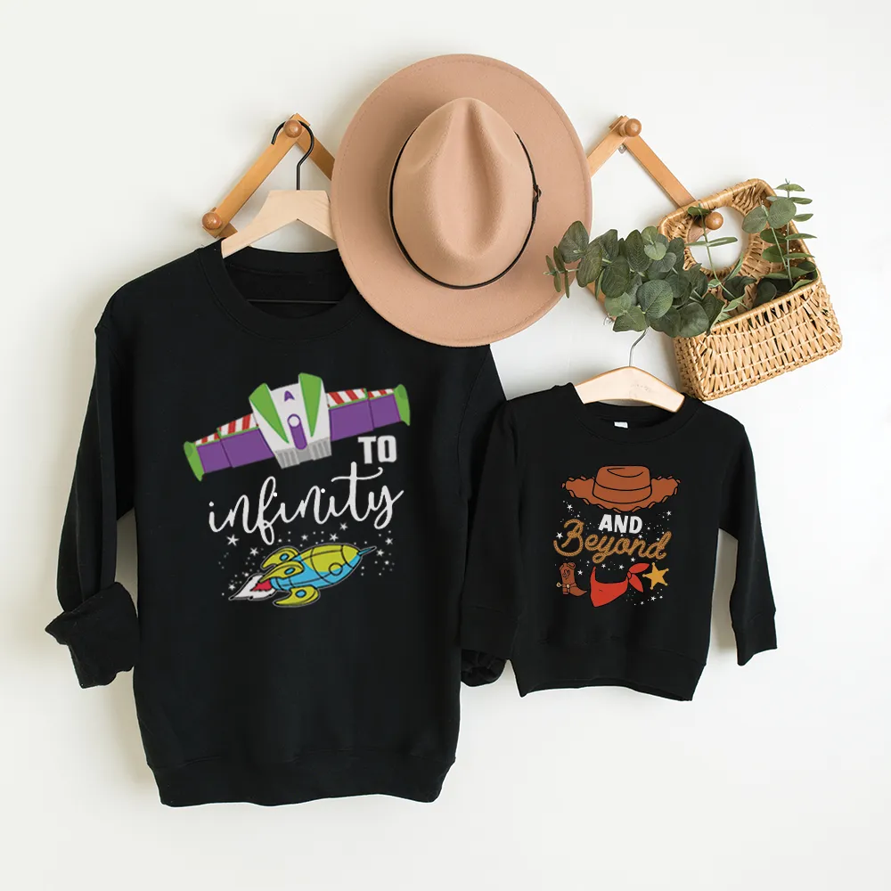 To Infinity & Beyond Matching Black Sweatshirts postpartum clothes sale