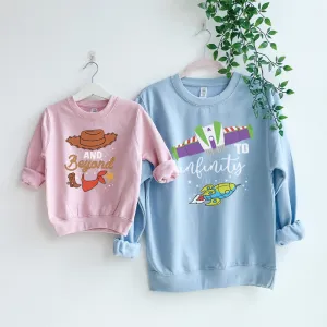 To Infinity & Beyond Matching Blue/ Pink Sweatshirts nursing tops best deals