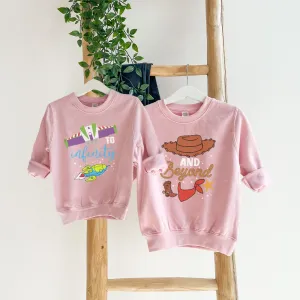 To Infinity & Beyond Matching Kids Pink Sweatshirts girls skirts clearance
