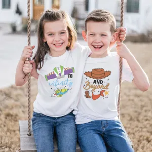 To Infinity & Beyond Matching Kids White T-shirts girls pajamas promo