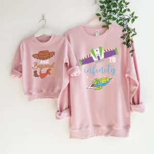 To Infinity & Beyond Matching Pink Sweatshirts postpartum clothes sale