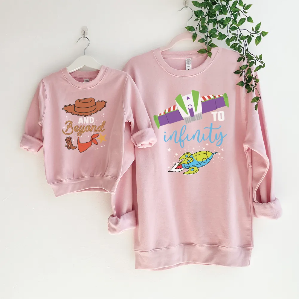 To Infinity & Beyond Matching Pink Sweatshirts postpartum clothes sale