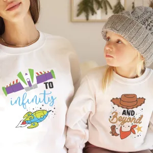 To Infinity & Beyond Matching White Sweatshirts postpartum clothes sale