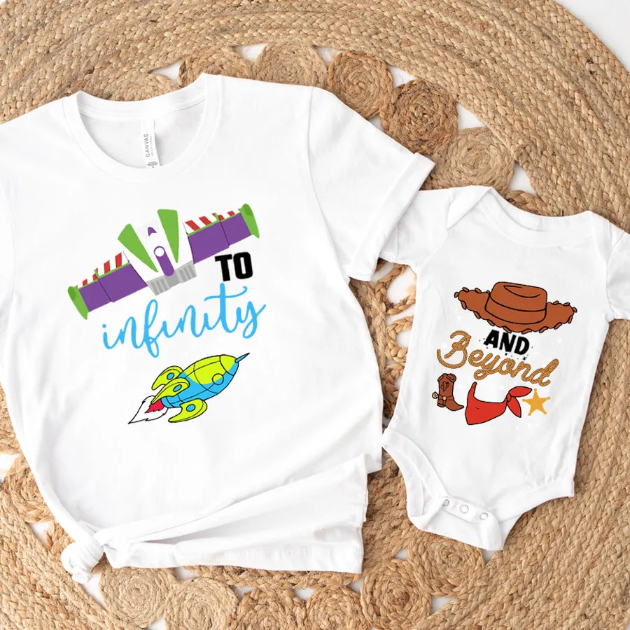To Infinity & Beyond Matching White T-shirt & Baby Vest nursing tops best deals