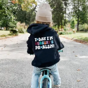Today I'm Nursery's Problem Kids Back Logo Hoodie girls skirts clearance