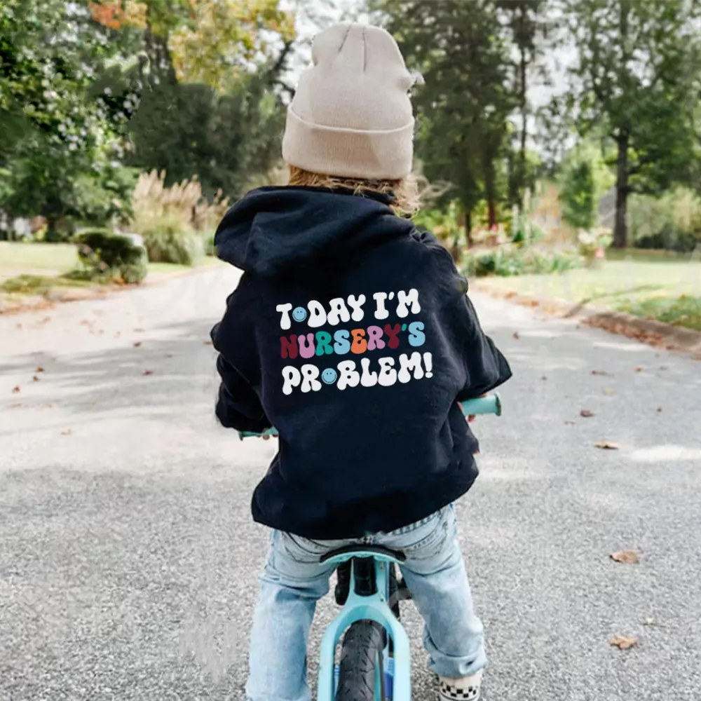 Today I'm Nursery's Problem Kids Back Logo Hoodie girls skirts clearance