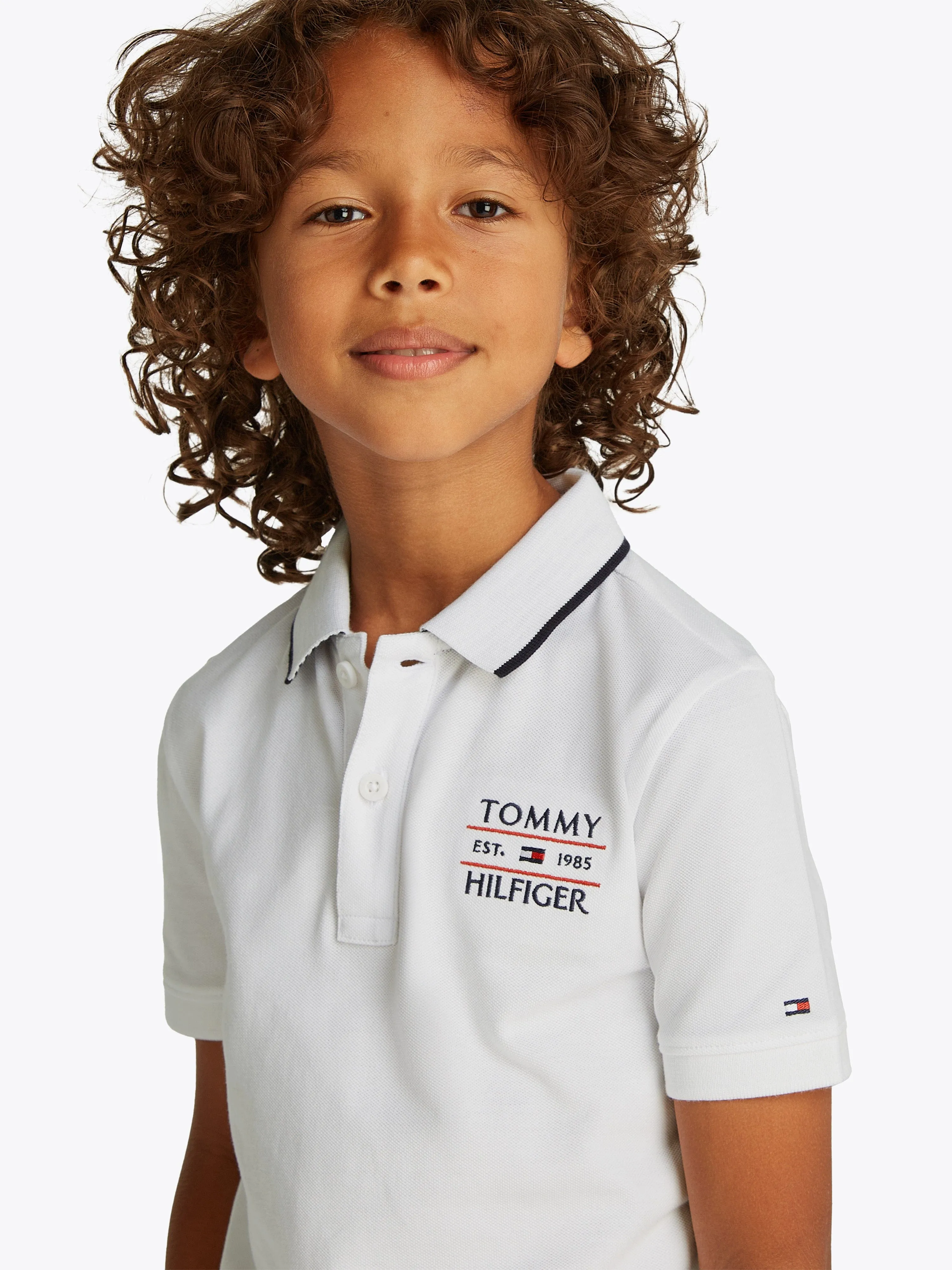 Tommy Hilfiger Jungen Flag Polohemd in Weiß