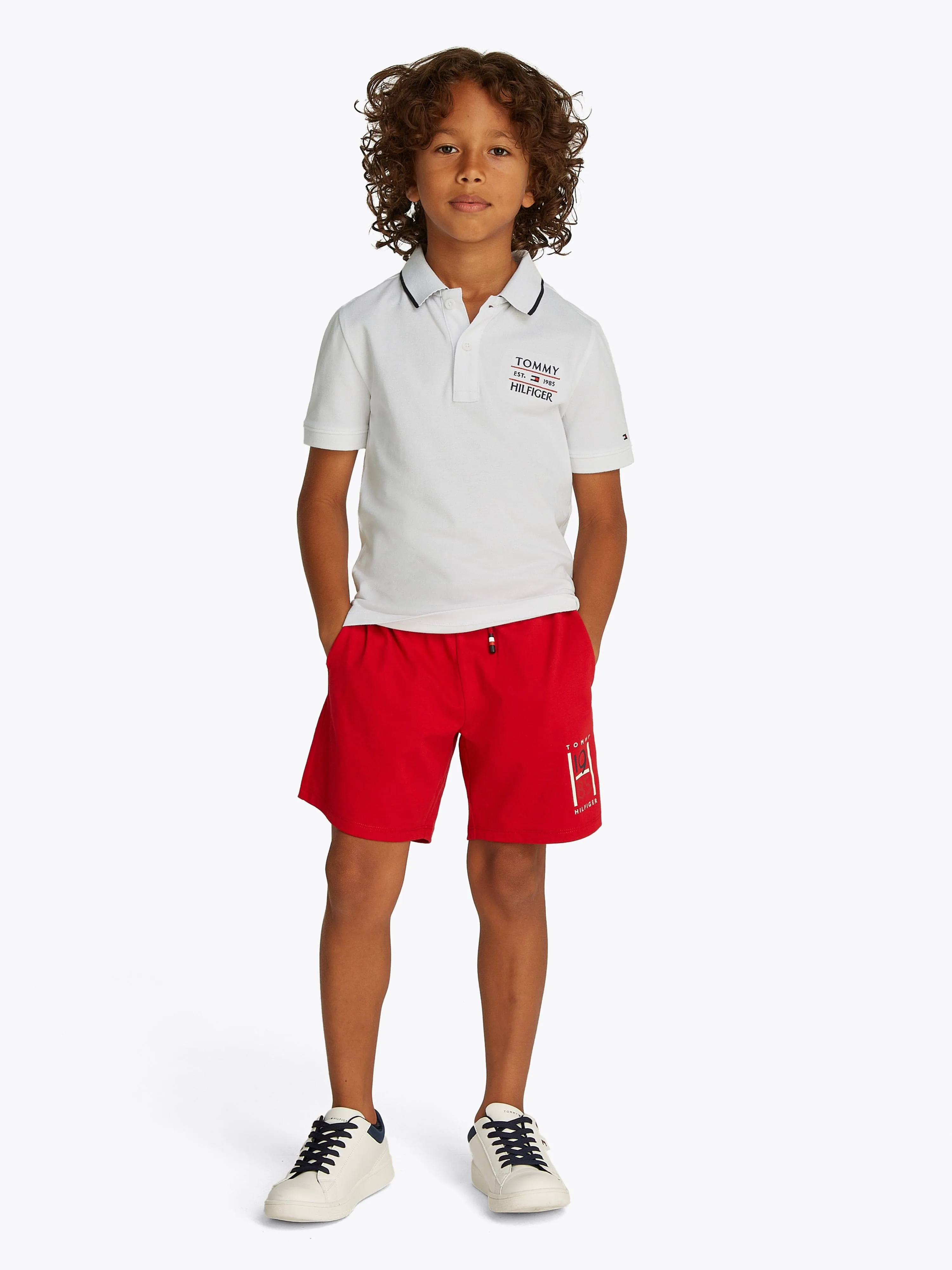 Tommy Hilfiger Jungen Flag Polohemd in Weiß