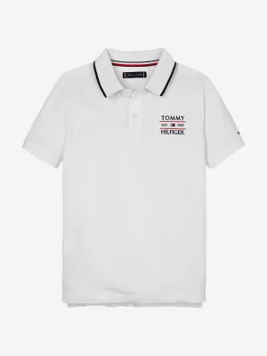 Tommy Hilfiger Jungen Flag Polohemd in Weiß