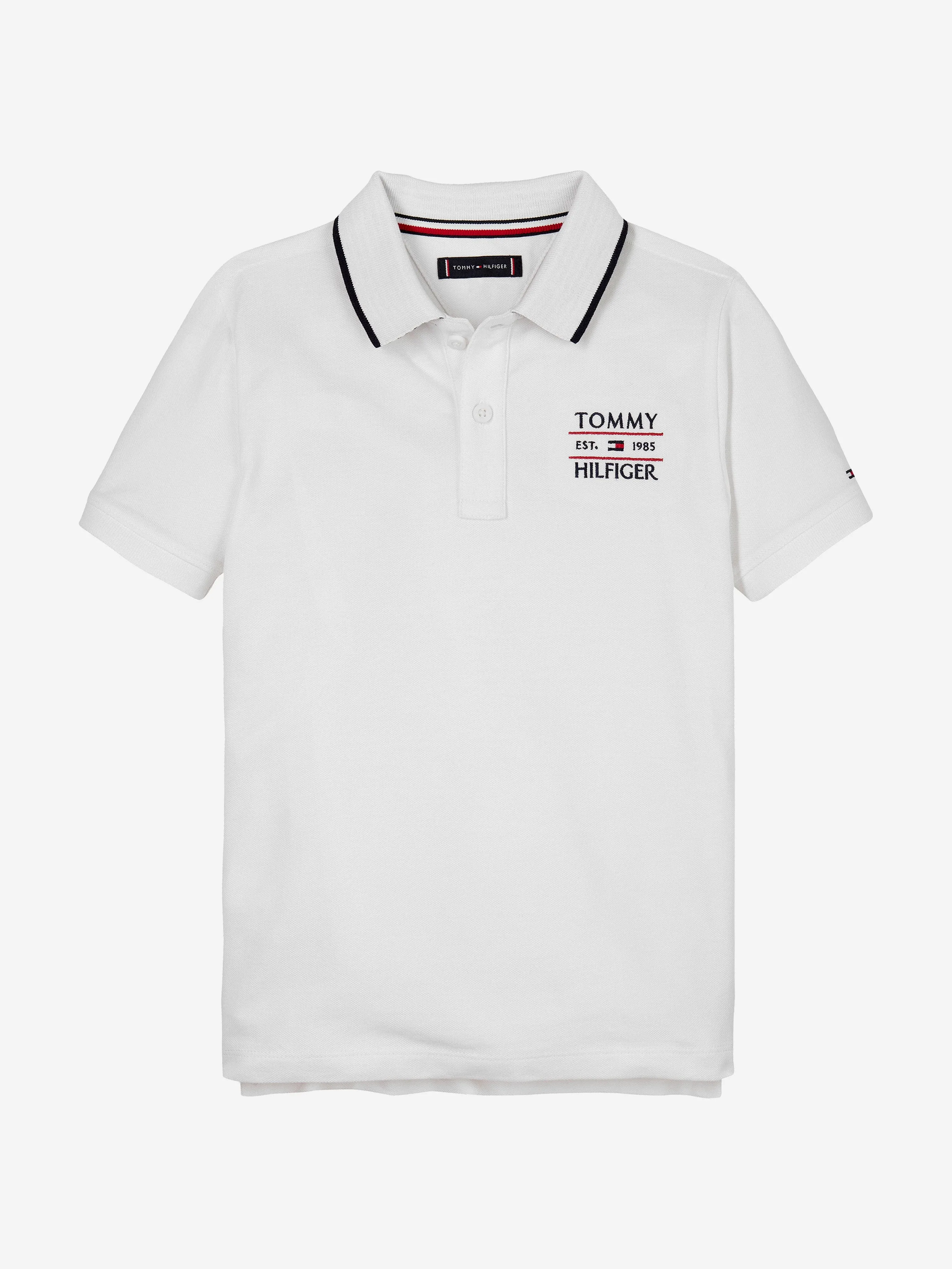 Tommy Hilfiger Jungen Flag Polohemd in Weiß