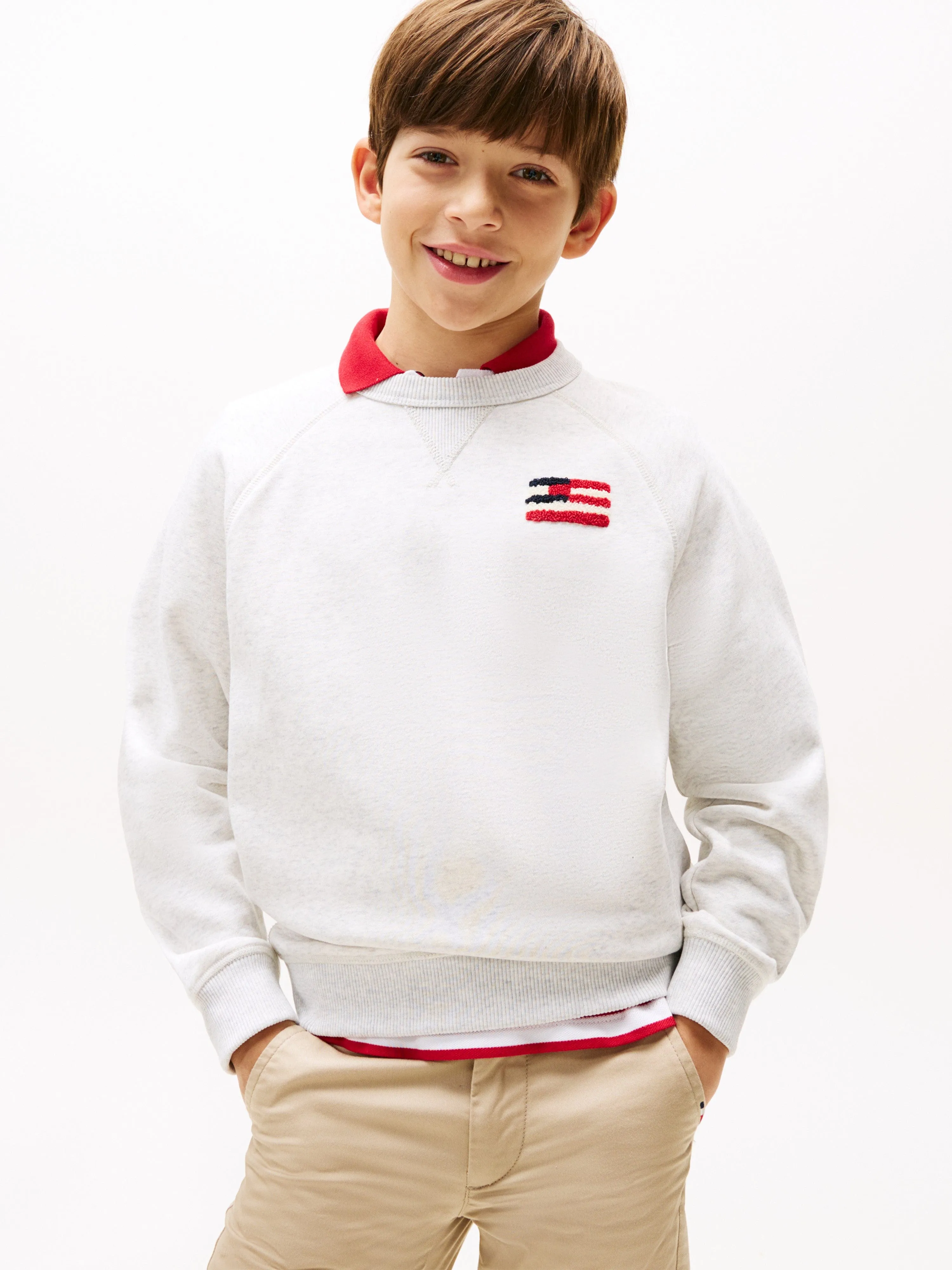 Tommy Hilfiger Boys Hilfiger Flag Entspanntes Sweatshirt in Grau
