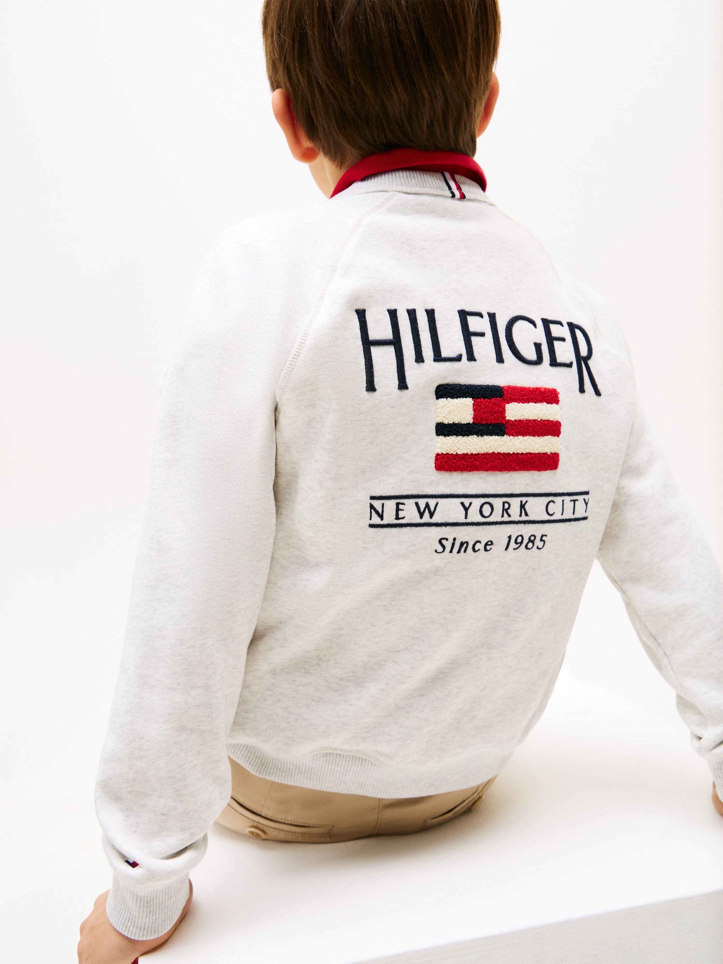 Tommy Hilfiger Boys Hilfiger Flag Entspanntes Sweatshirt in Grau
