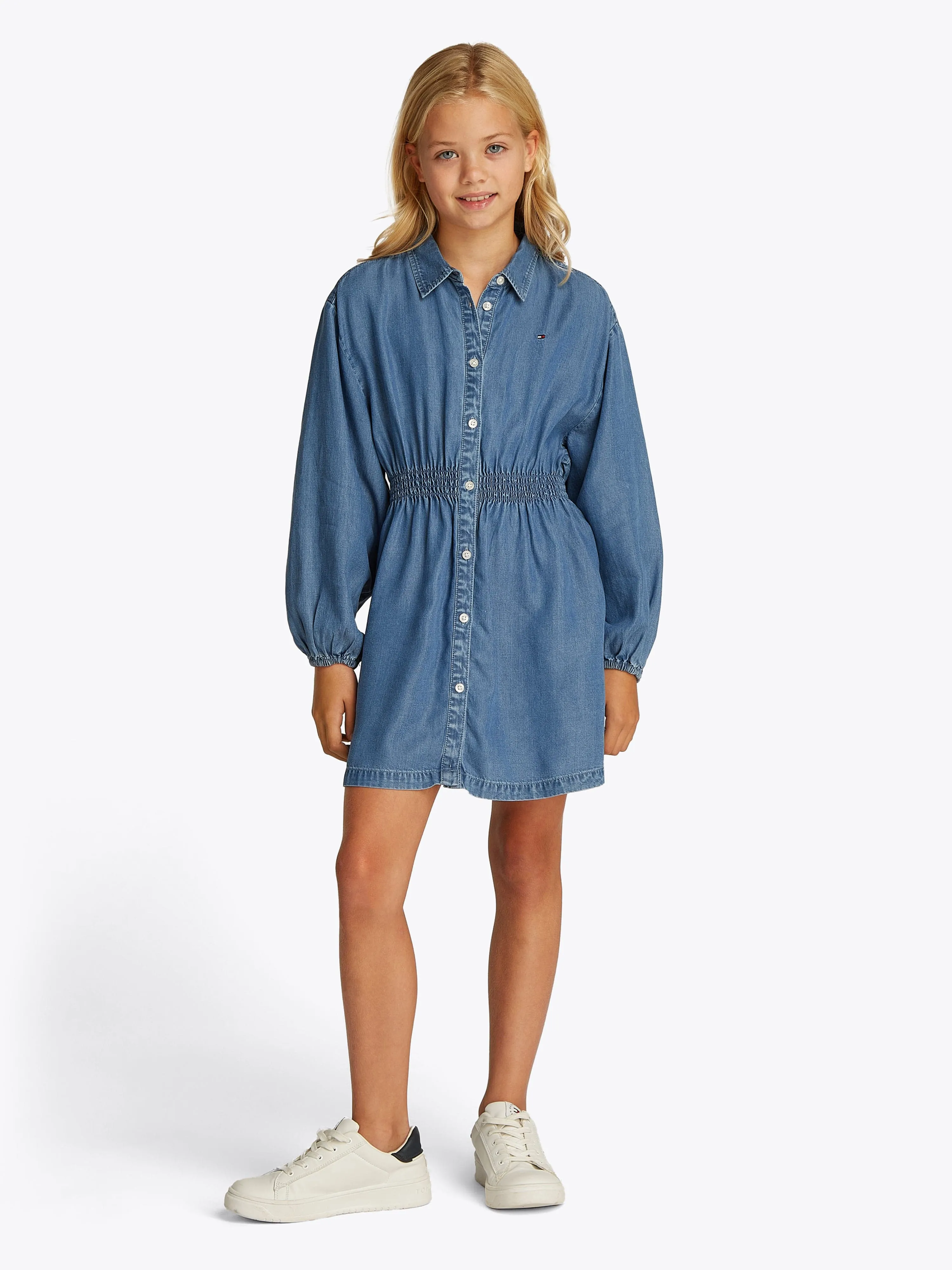 Tommy Hilfiger Mädchen Chambray Shirtkleid in Blau