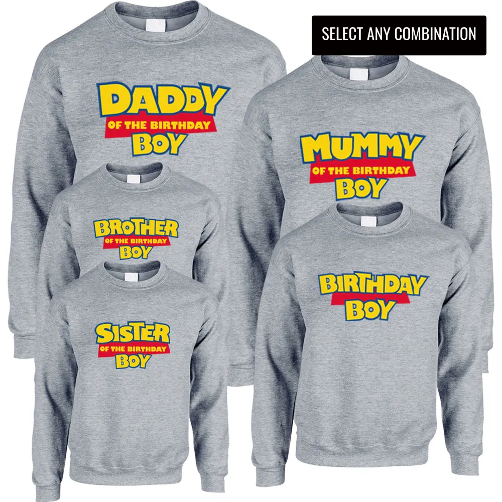 Toy Inspired Daddy/Mummy & Siblings Birthday Boy Matching Grey Sweatshirts discount mum dresses