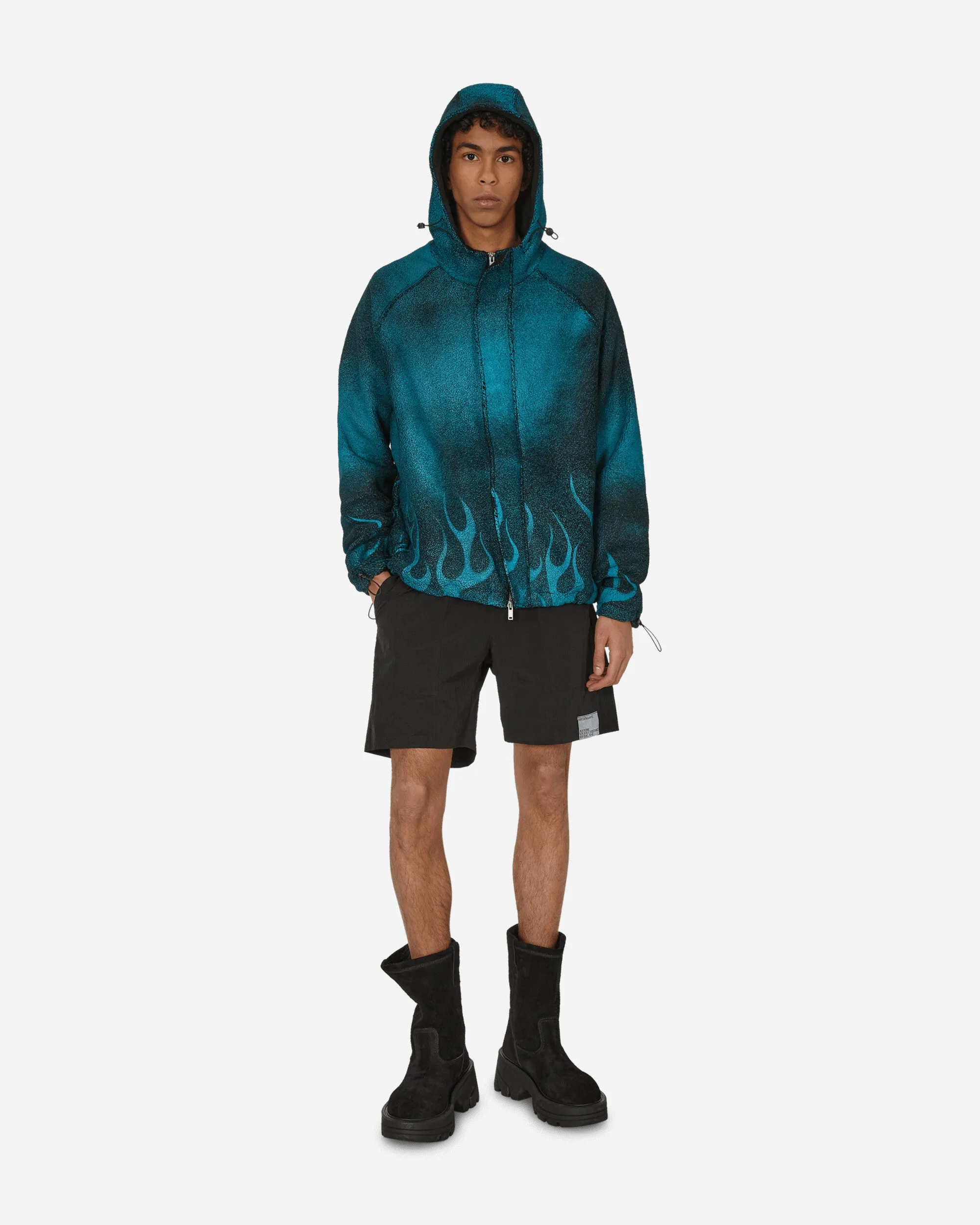 Traction Kapuzen-Fleecejacke Schwarze Flammen