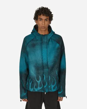 Traction Kapuzen-Fleecejacke Schwarze Flammen