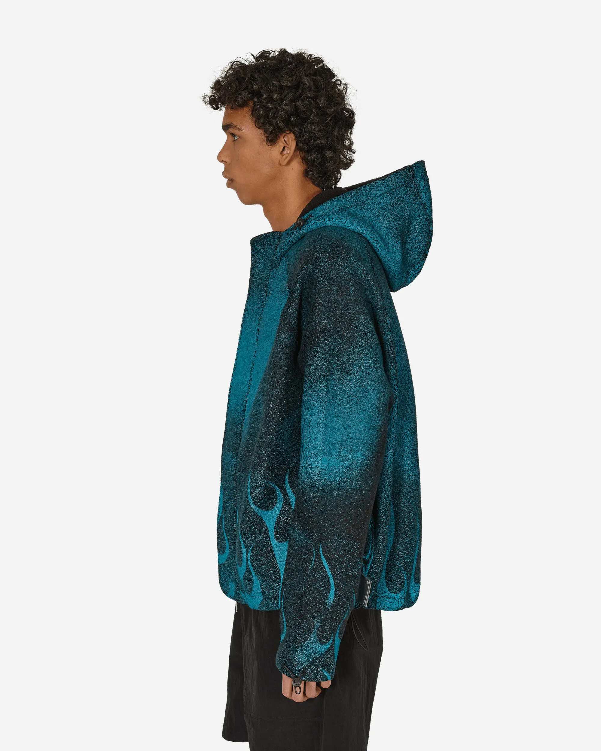 Traction Kapuzen-Fleecejacke Schwarze Flammen