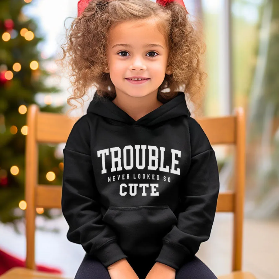Trouble Never Looked So Cute Kids Hoodie girls skirts clearance