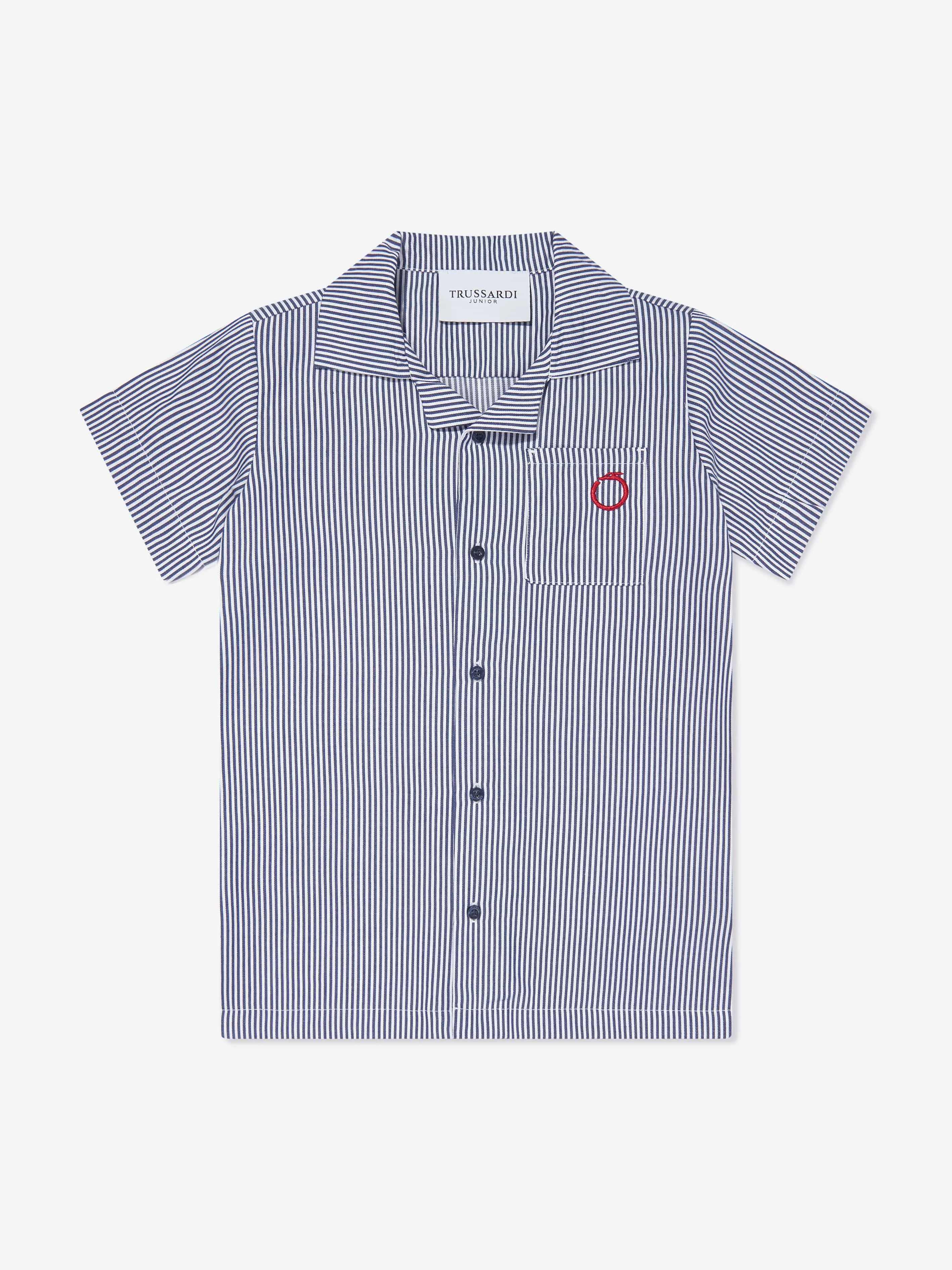 Trussardi Boys Copren Kurzarmhemd in Marineblau