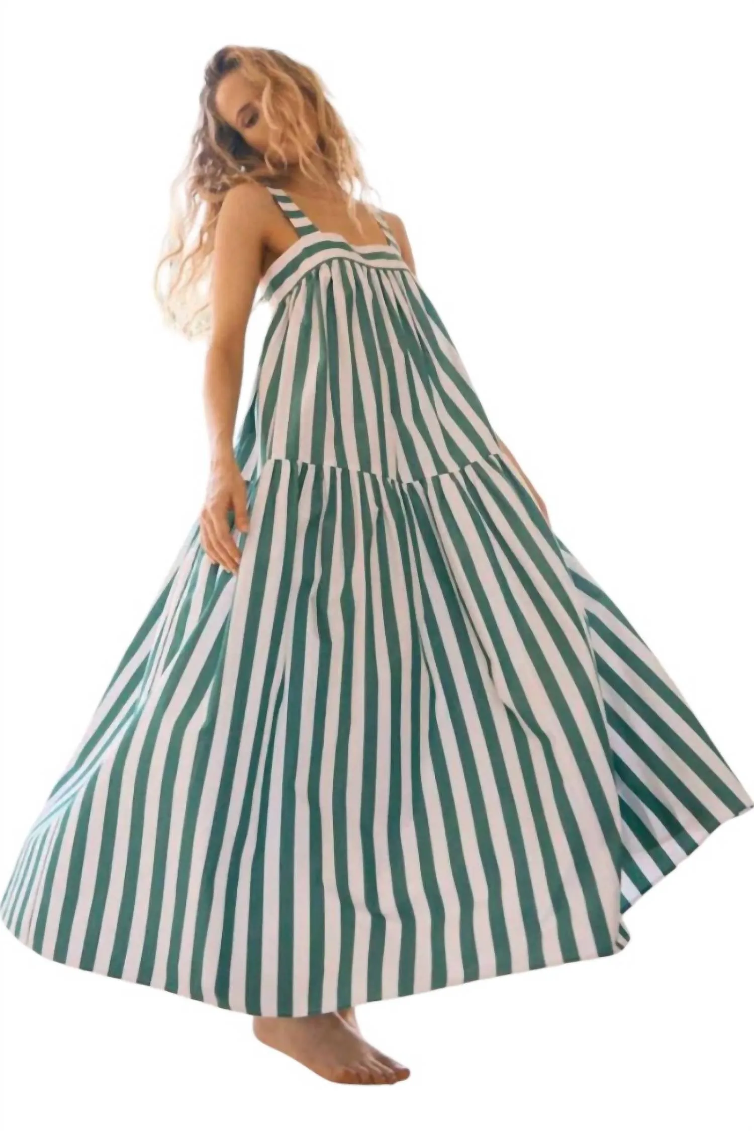 Tula Dress In Emerald Stripe