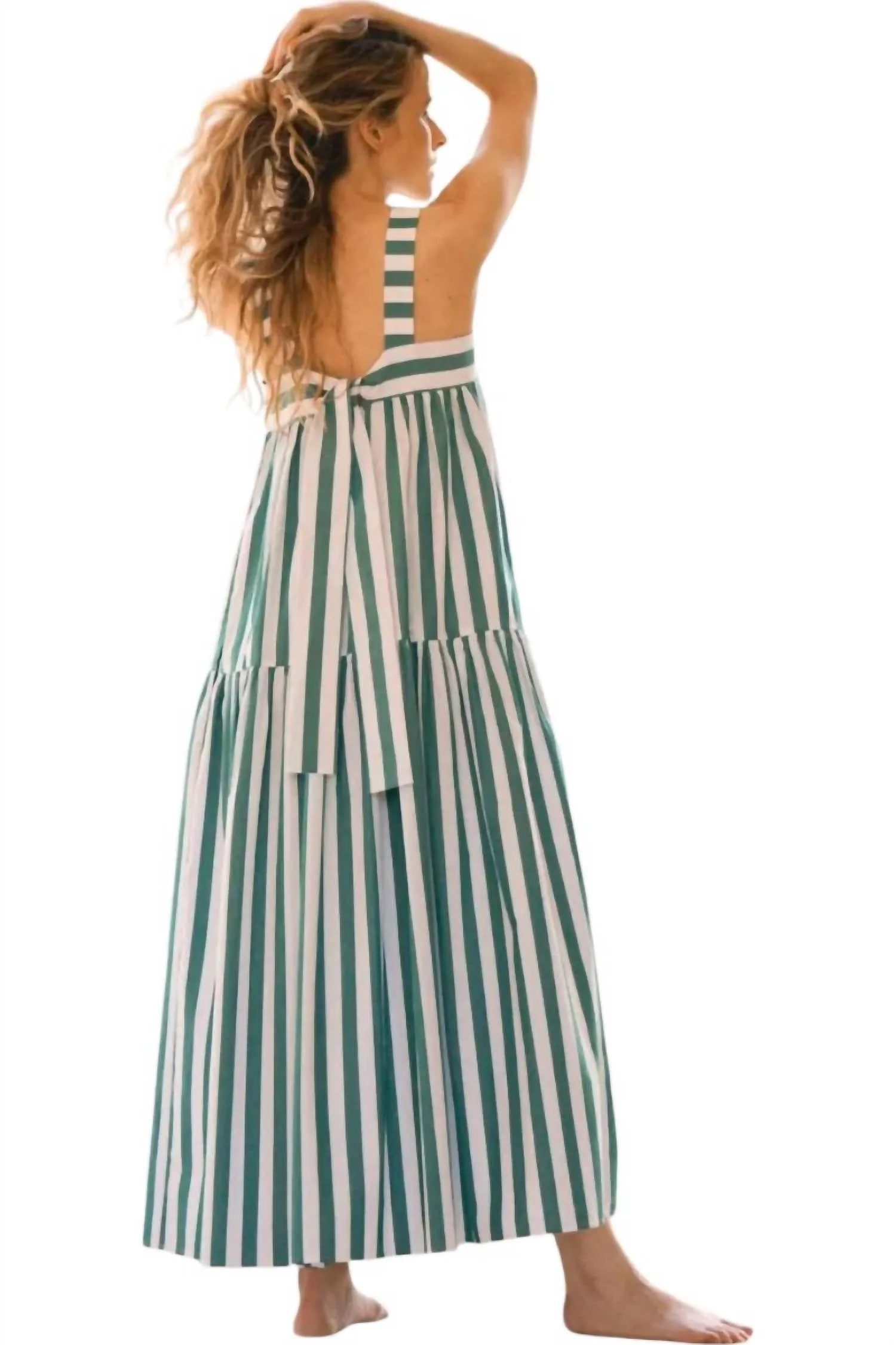 Tula Dress In Emerald Stripe