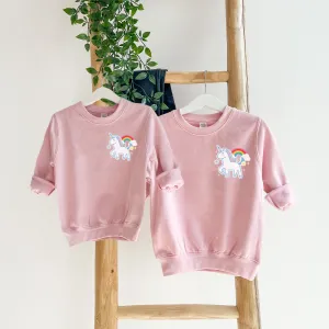 Unicorn Sticker Kids Pocket Logo Sweatshirts girls pajamas promo