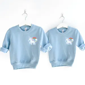 Unicorn Sticker Kids Pocket Logo Sweatshirts girls pajamas promo