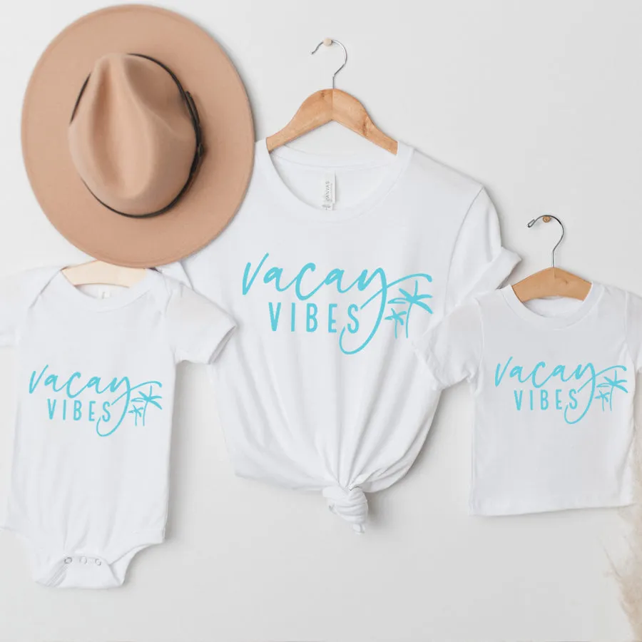 Vacay Vibes Mum Matching Summer T-Shirt/Baby Vests- White nursing tops best deals